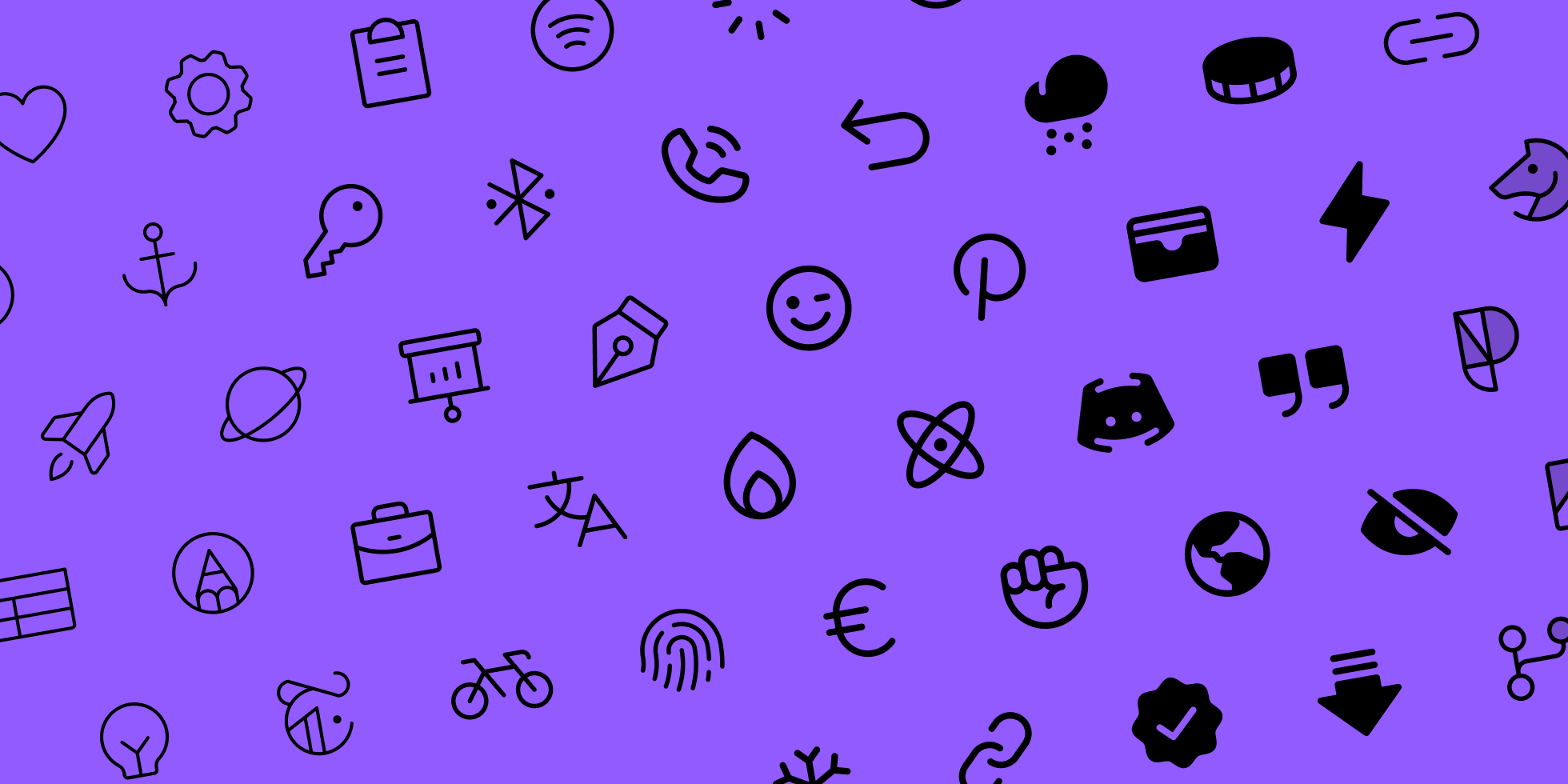 An arrangement of Phosphor Icons in 6 weights