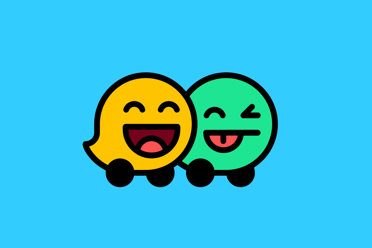 Two illustrated Wazers laughing and winking at each other